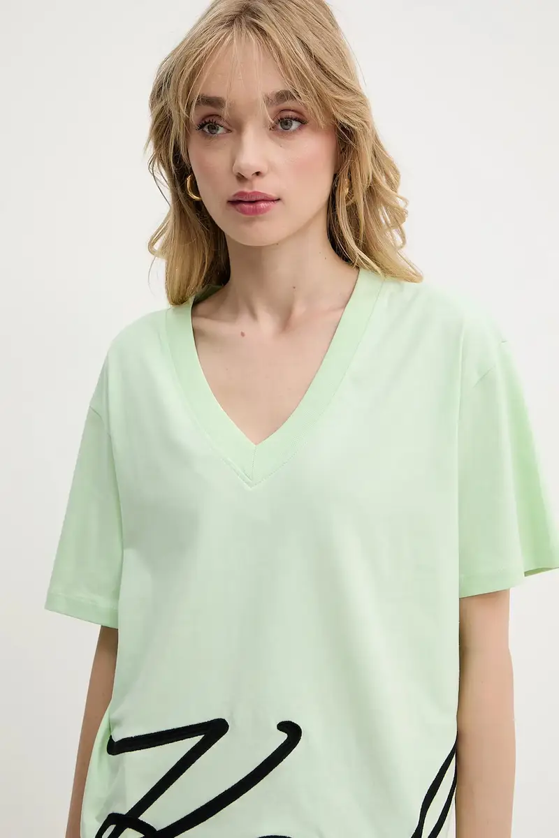 Karl Lagerfeld T-shirt Donna Verde 3349846 miniatura 4