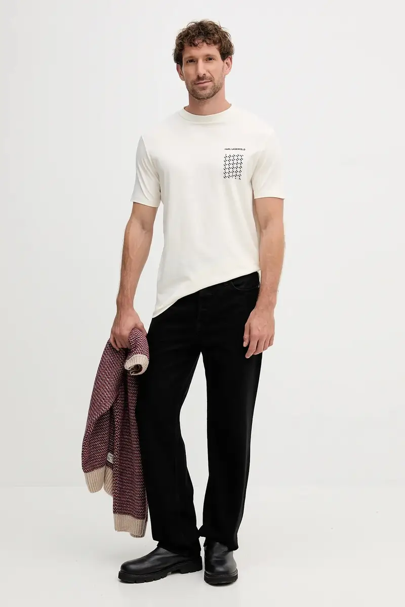 Karl Lagerfeld T-shirt Uomo Beige 3123578 miniatura 2