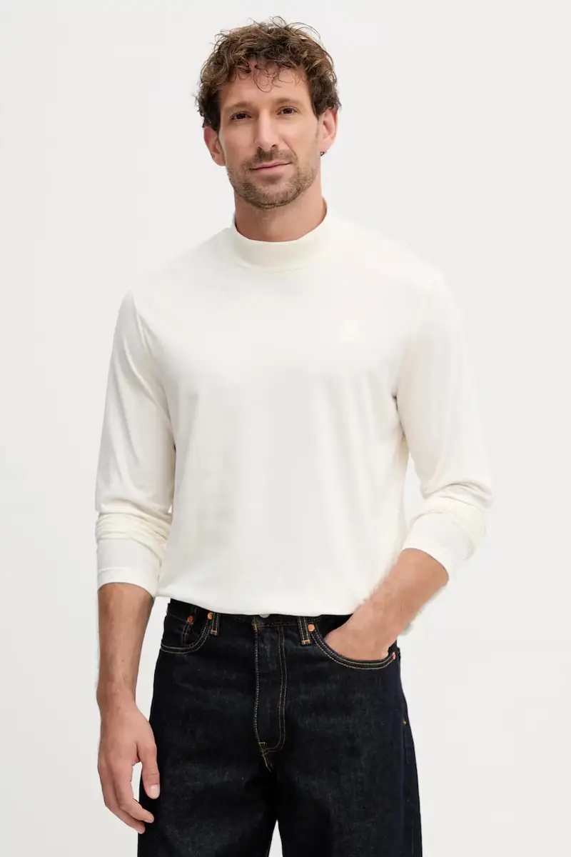 top a maniche lunghe in cotone colore beige 554226.755022