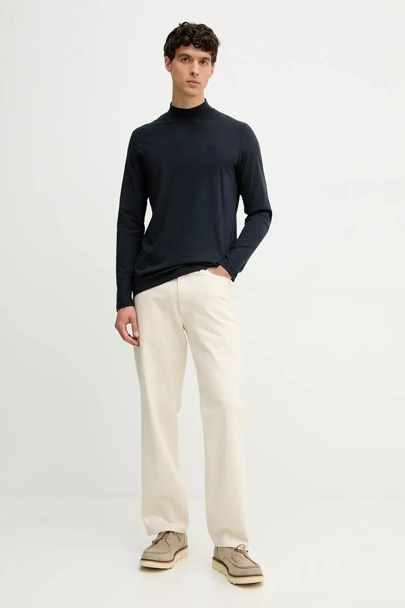 top a maniche lunghe in cotone colore blu navy 554226.755022 miniatura 2