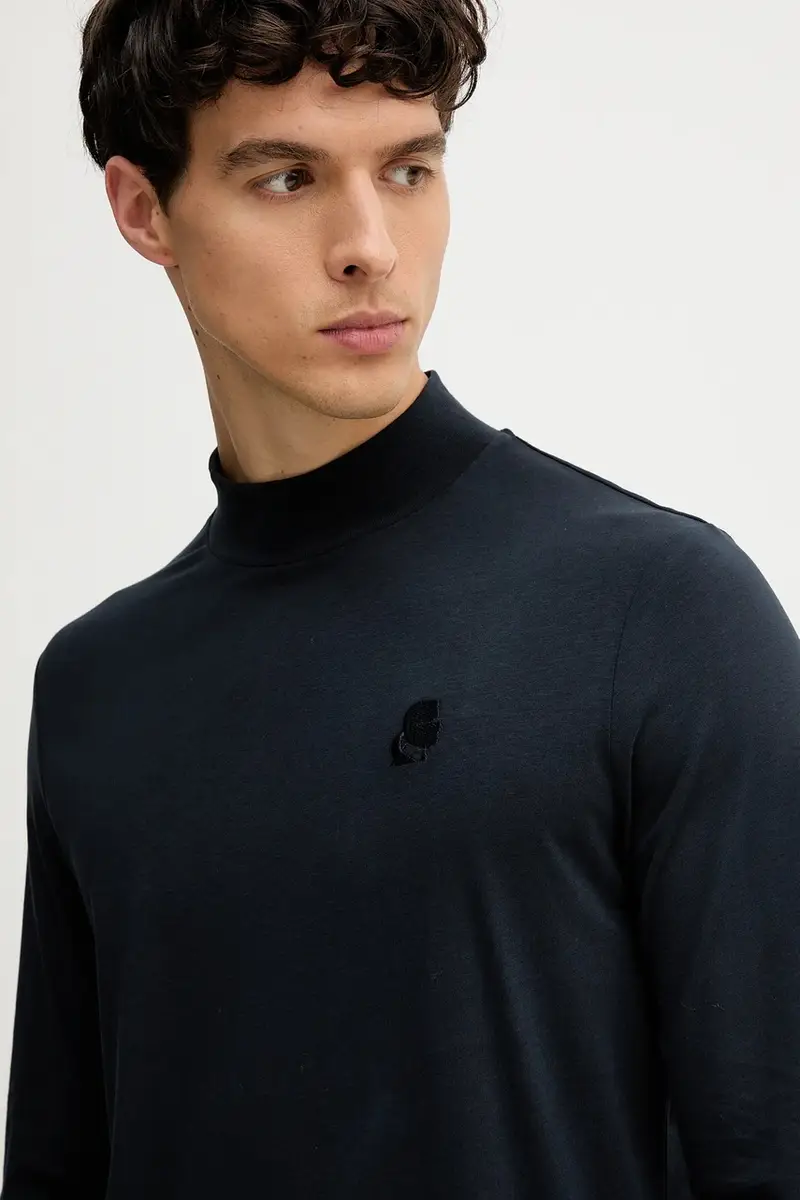 top a maniche lunghe in cotone colore blu navy 554226.755022 miniatura 4