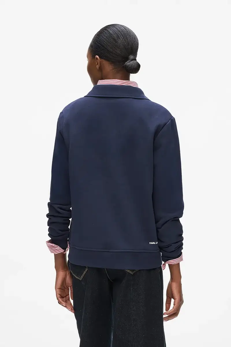 top a maniche lunghe in cotone colore blu navy A4W20073 miniatura 2