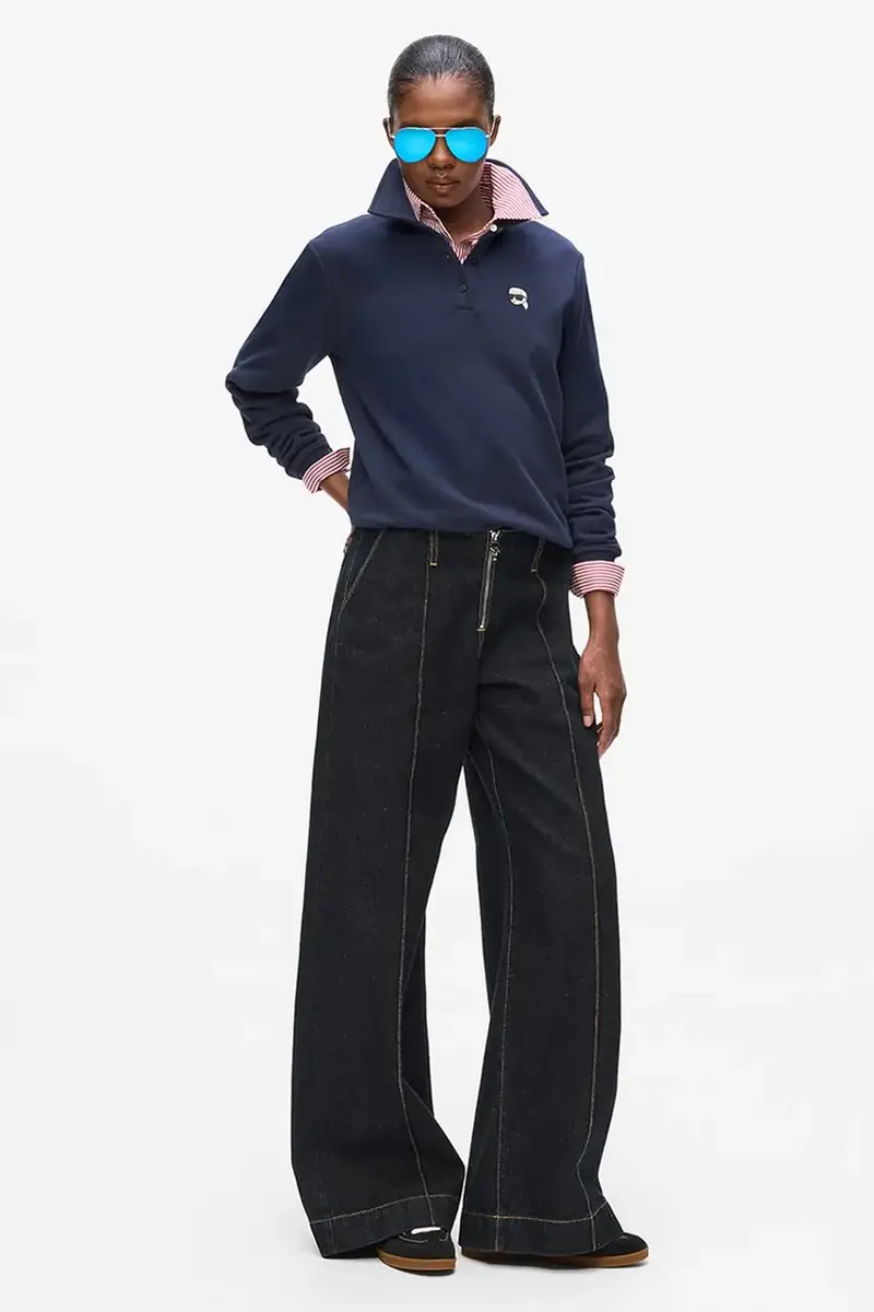 top a maniche lunghe in cotone colore blu navy A4W20073 miniatura 4