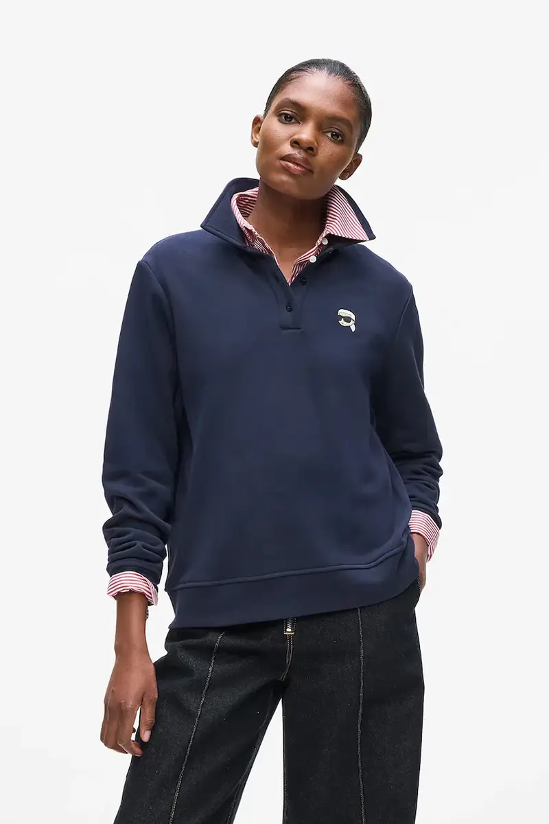 top a maniche lunghe in cotone colore blu navy A4W20073