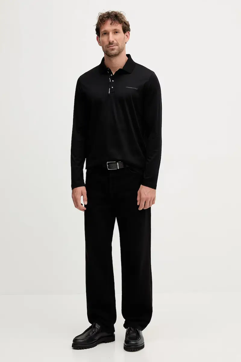 top a maniche lunghe in cotone colore nero 554200.745002 miniatura 2