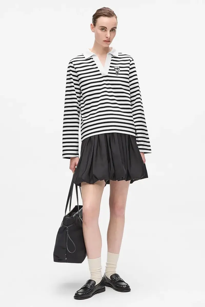 top a maniche lunghe in cotone colore nero A4W17081 miniatura 3