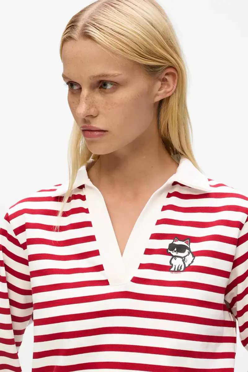 top a maniche lunghe in cotone colore rosso A4W17081 miniatura 3