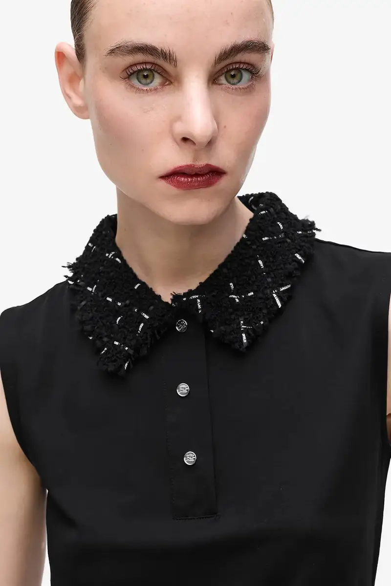 top con aggiunta di lana colore nero A4W17038 miniatura 3