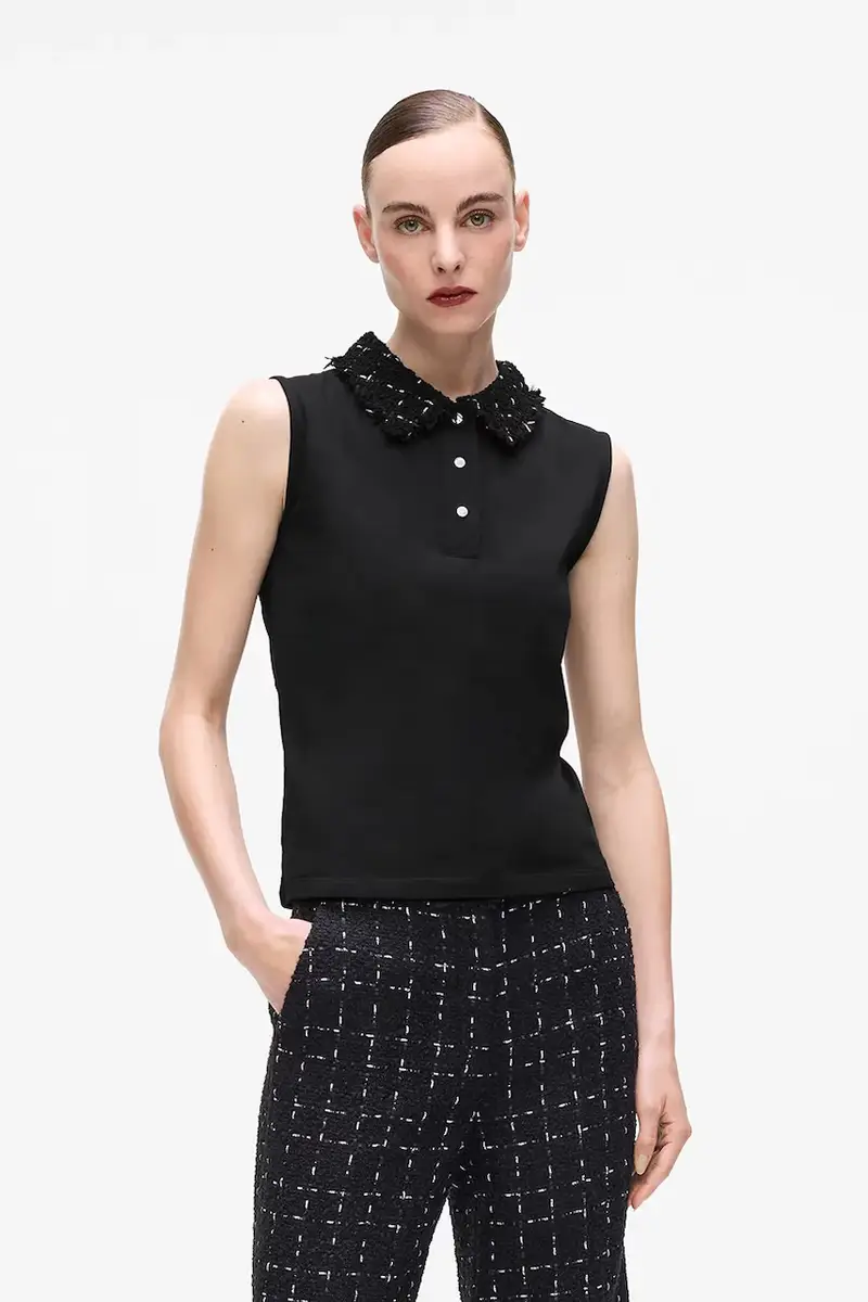 top con aggiunta di lana colore nero A4W17038