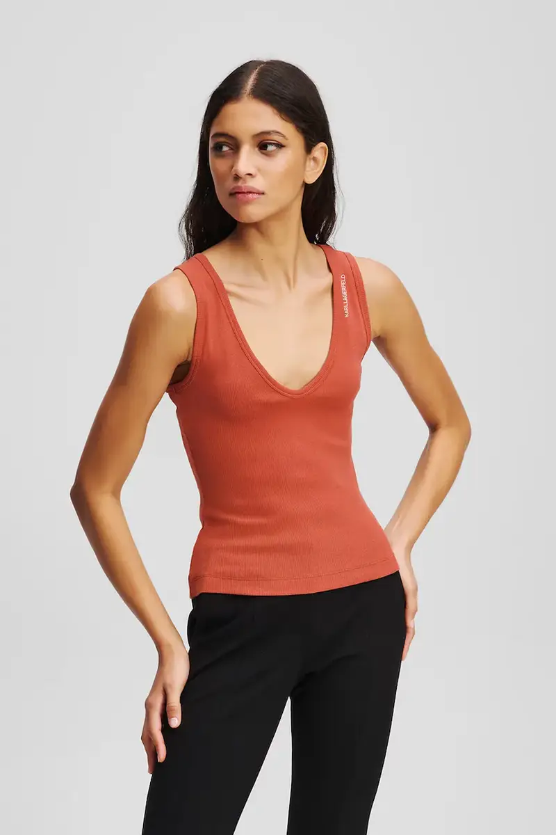top in cotone colore arancione A3W17005