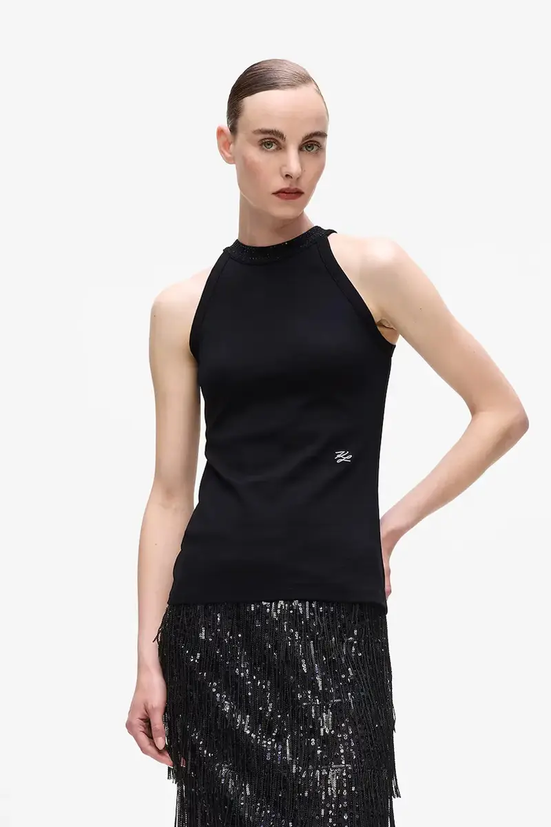 top in cotone colore nero A4W17056