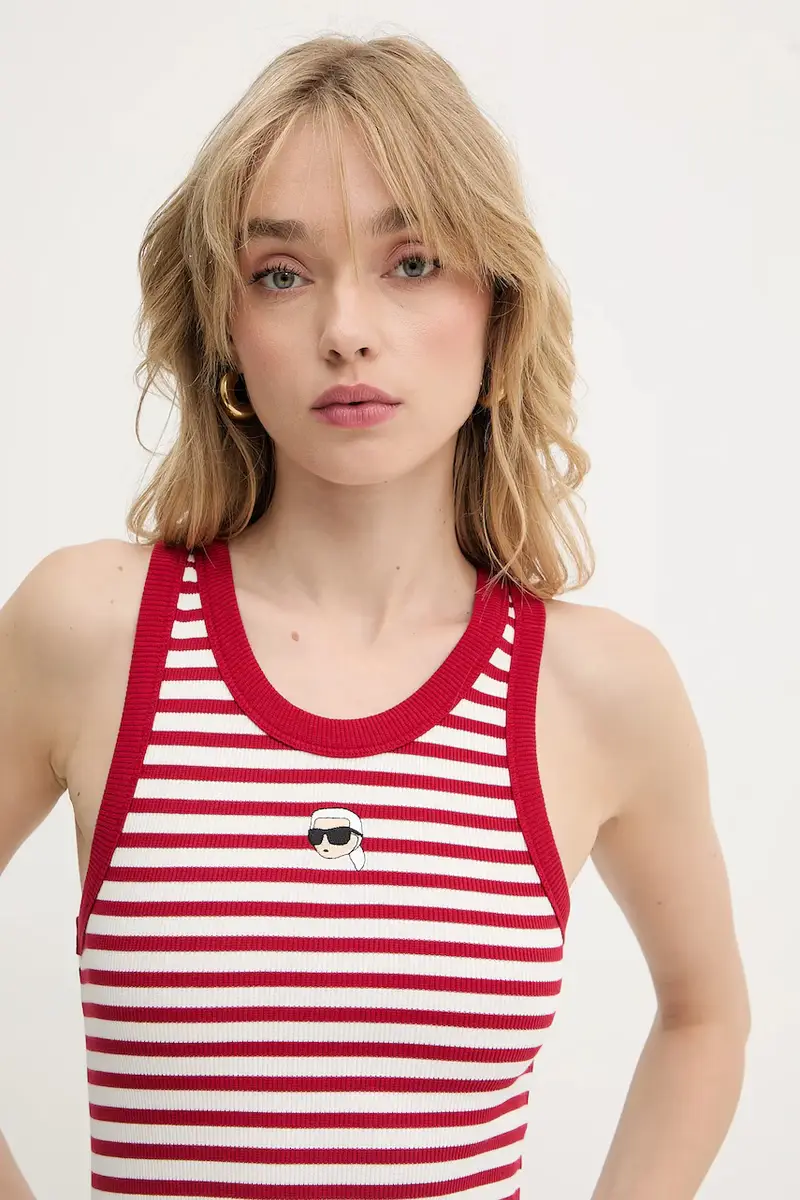 top in cotone colore rosso A3W17079 miniatura 4