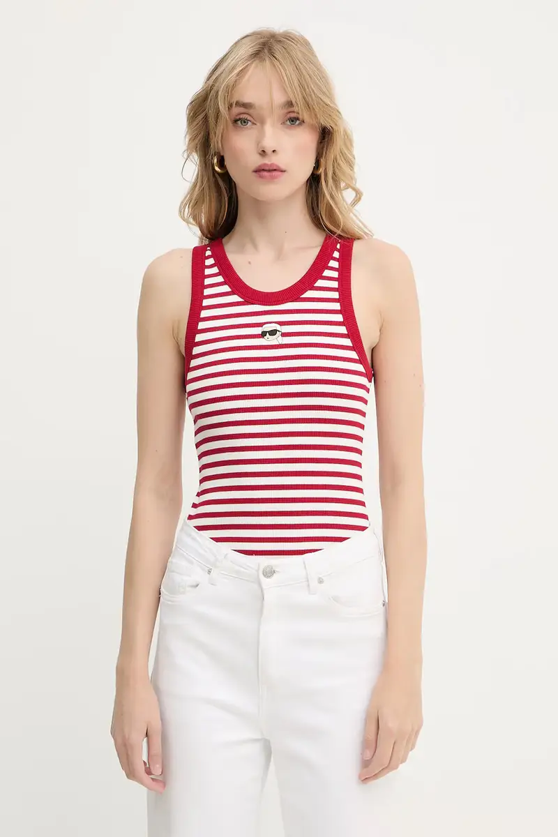 top in cotone colore rosso A3W17079