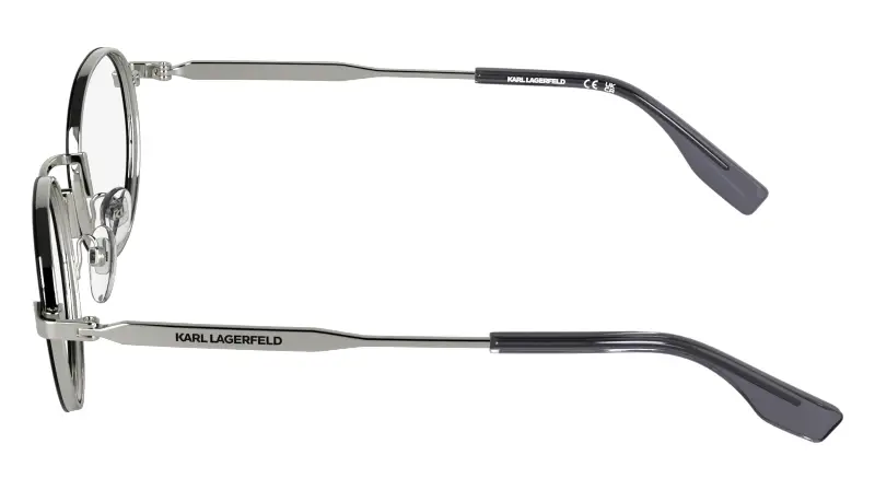 Uomo Karl Lagerfeld KL369 044 Montature da vista Metallo Argento Rotonda Normale miniatura 3