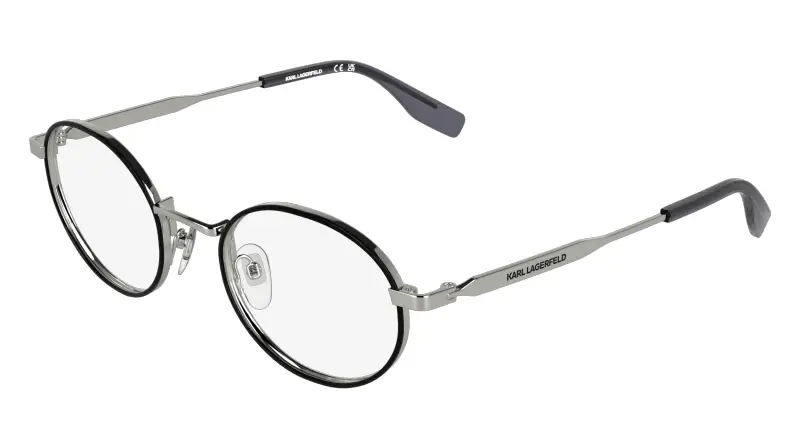 Uomo Karl Lagerfeld KL369 044 Montature da vista Metallo Argento Rotonda Normale