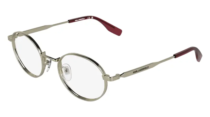 Uomo Karl Lagerfeld KL369 727 Montature da vista Metallo Oro Rotonda Normale