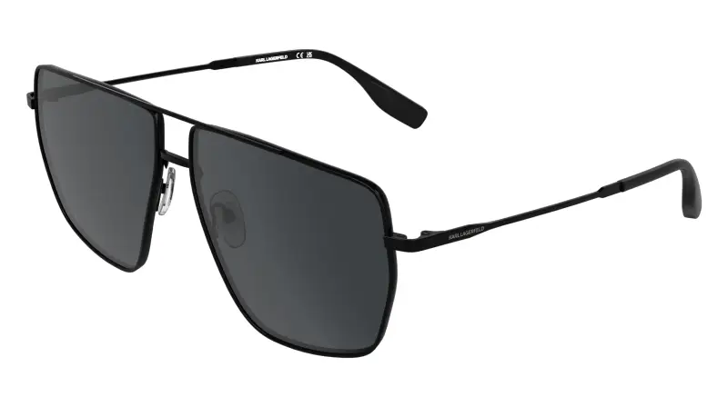 Uomo Karl Lagerfeld KL370S 001 Occhiali da sole Metallo Nero Fumo Squadrata Normale