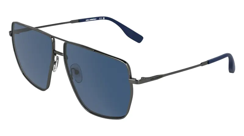 Uomo Karl Lagerfeld KL370S 015 Occhiali da sole Metallo Canna di fucile Squadrata Normale