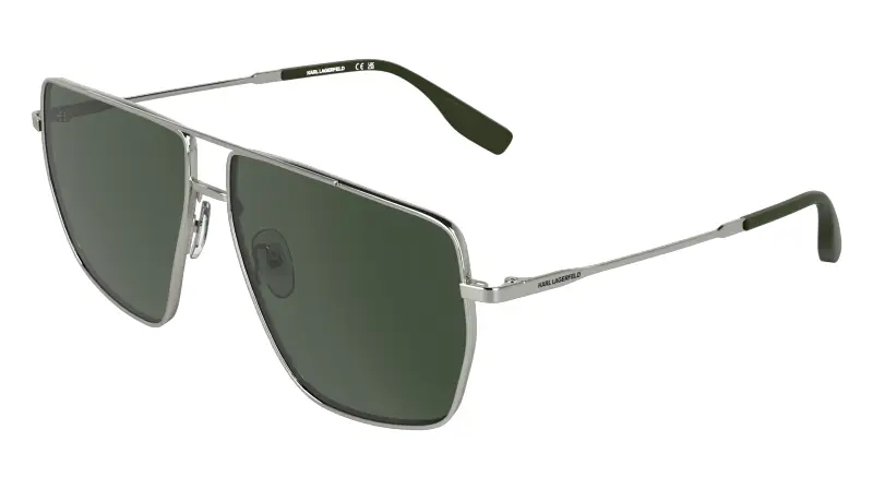 Uomo Karl Lagerfeld KL370S 040 Occhiali da sole Metallo Argento Marrone Squadrata Normale