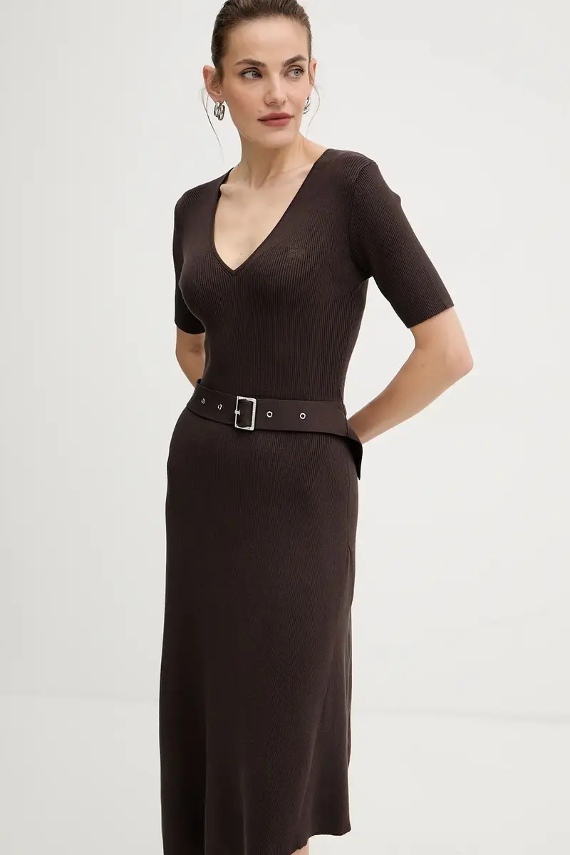 vestito colore marrone A4W13026 miniatura 4