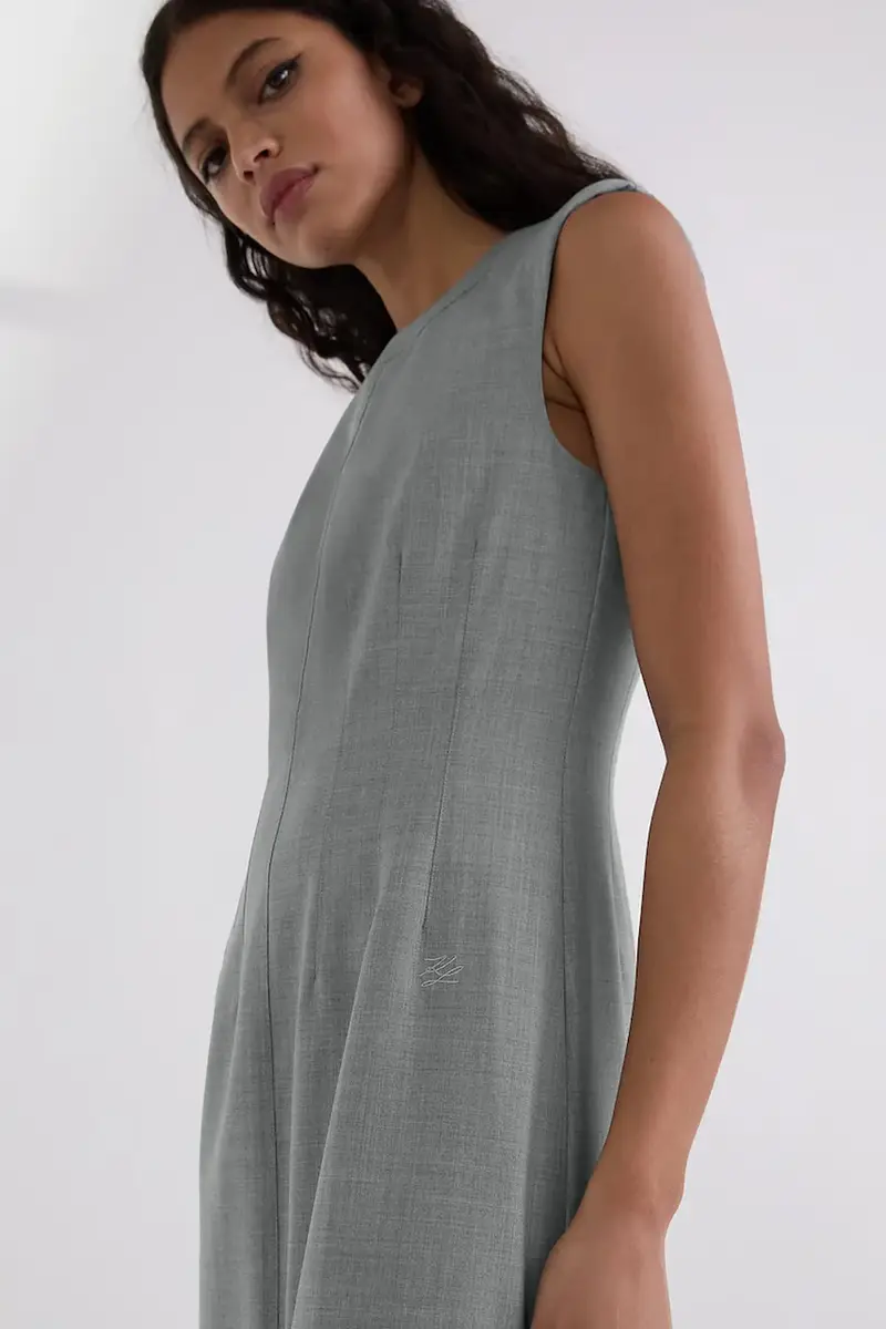 vestito con aggiunta di lana colore grigio A3W13034 miniatura 2