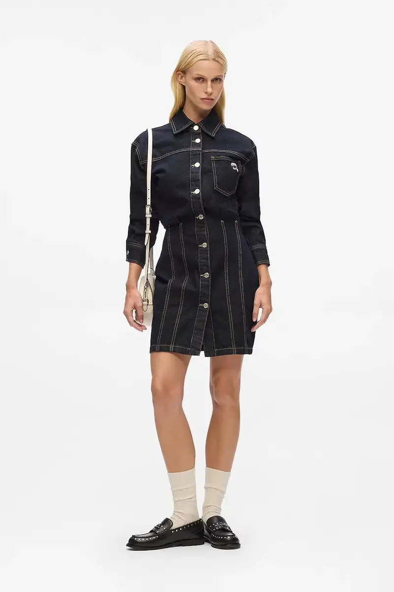 vestito di jeans colore blu navy A4W13019 miniatura 4