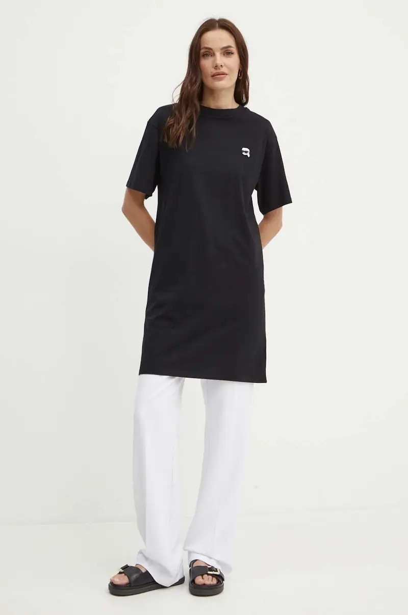 vestito in cotone colore nero 245W1352 miniatura 2