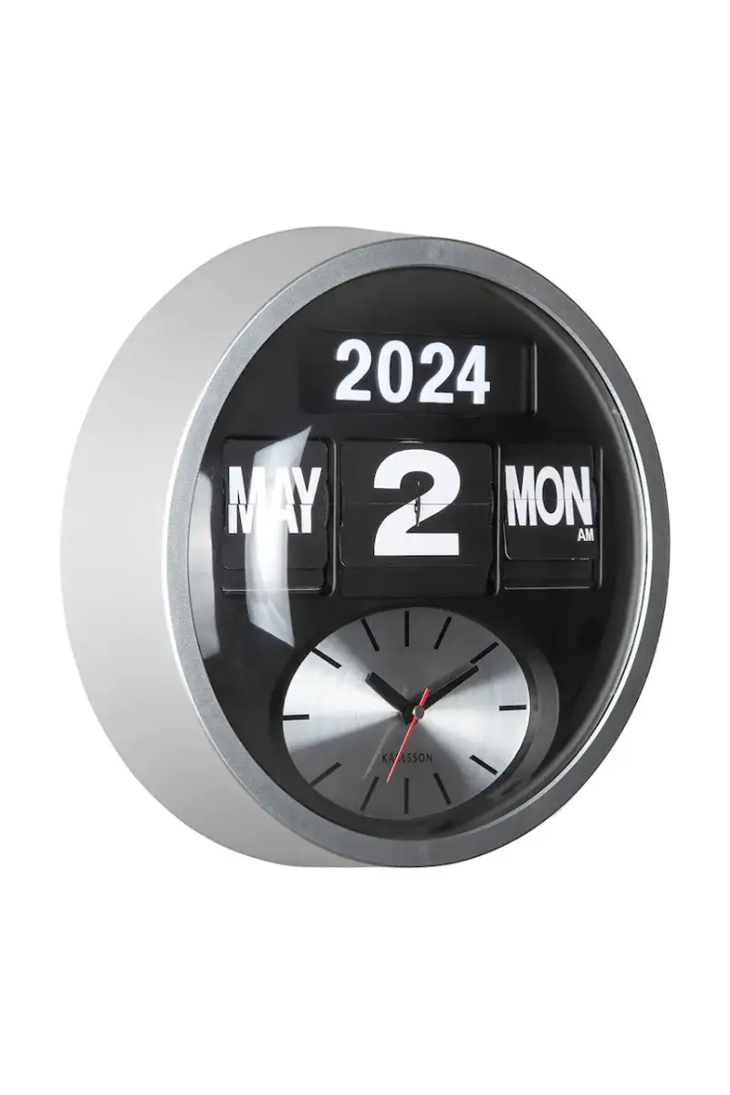 orologio da parete Round Flip 32, 5 cm Grigio miniatura 2