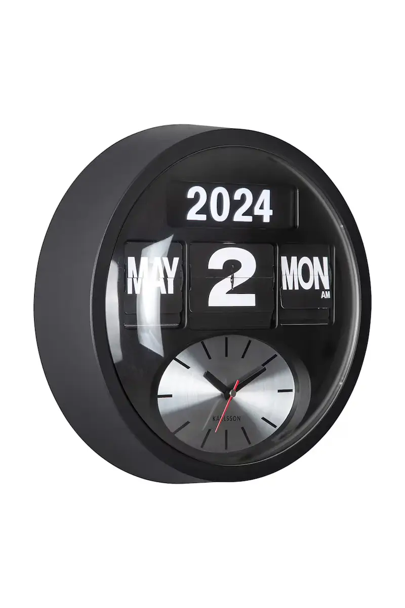 orologio da parete Round Flip 32, 5 cm Nero miniatura 2