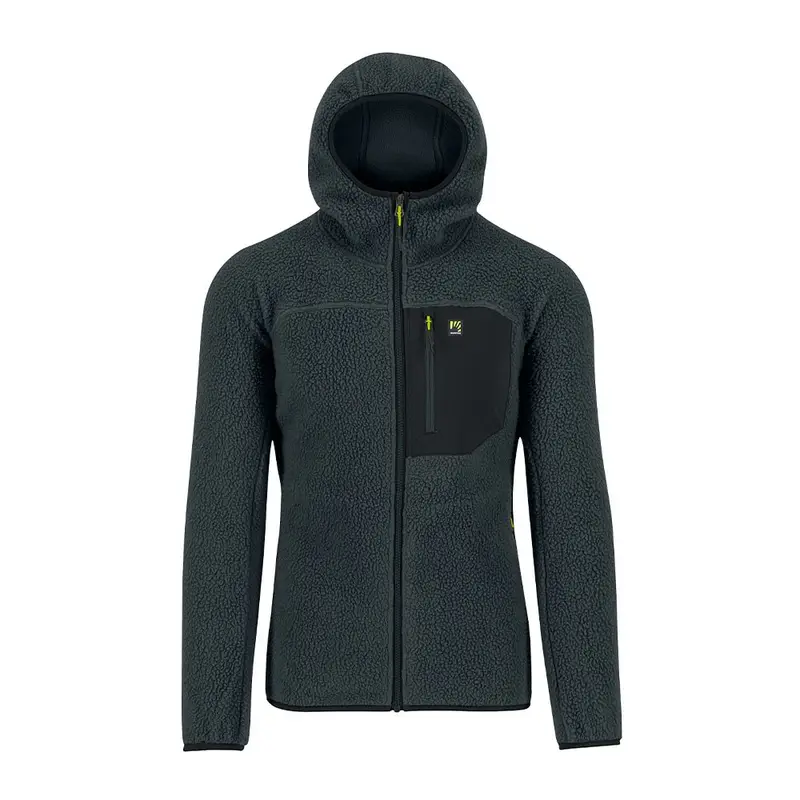 Felpa In Pile Moiazza Retrò Hoodie Grigio Nero Uomo XL