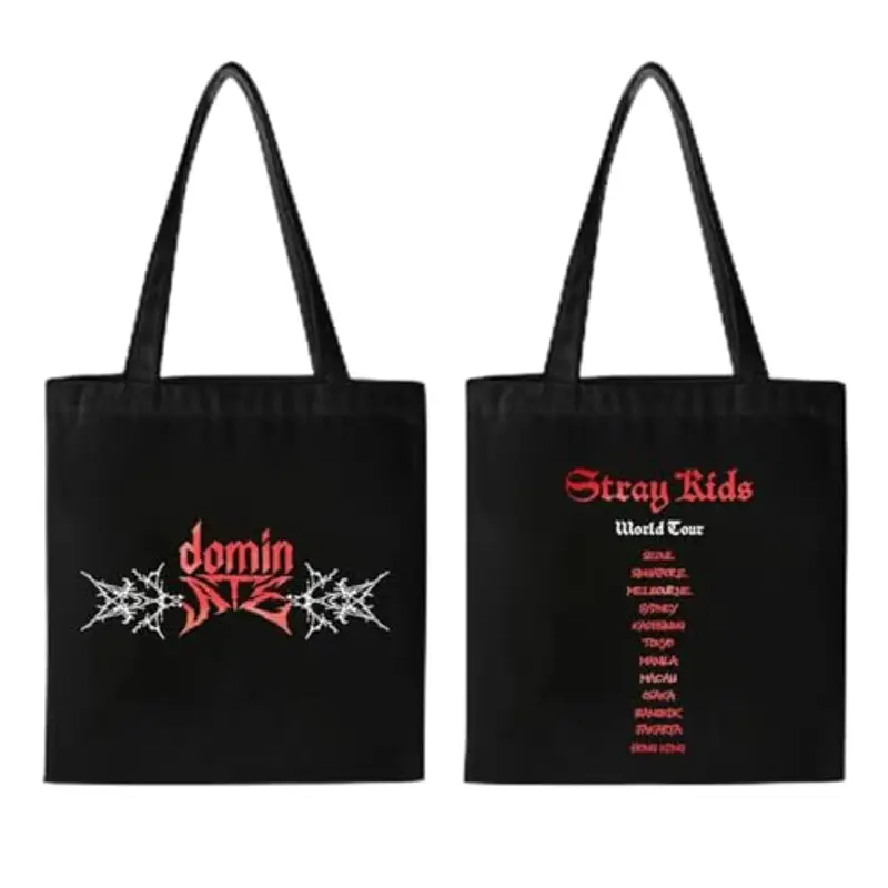 KASENFASHION Stray Kids Merch - Borsa in tessuto alla moda con motivo SKZ, regalo per gli amanti del K-pop e dei