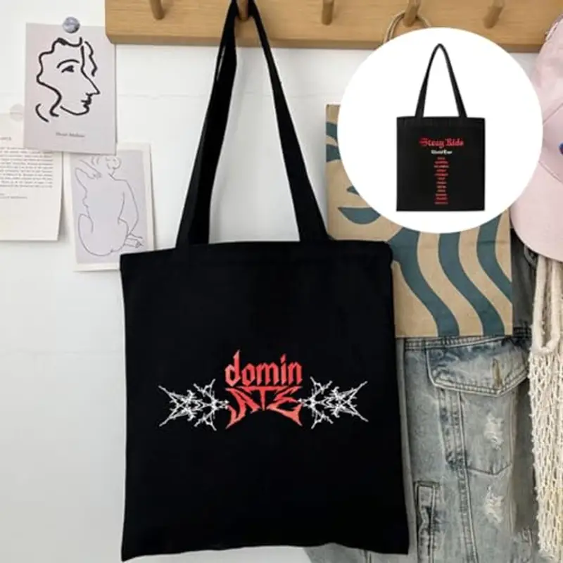 KASENFASHION Stray Kids Merch - Borsa in tessuto alla moda con motivo SKZ, regalo per gli amanti del K-pop e dei miniatura 3