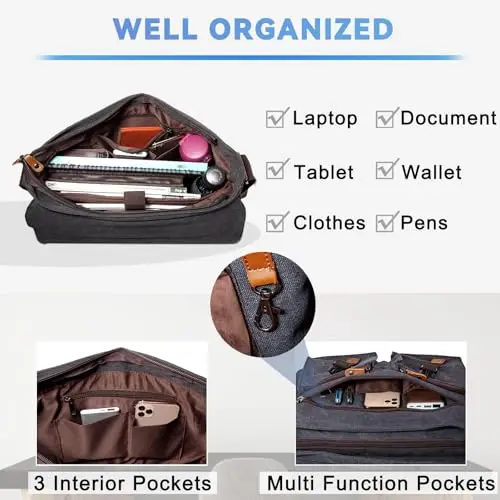 Kasgo Borsa Tracolla Uomo, Borsa Porta PC Donna 15, 6 Pollici Grande Impermeabile Borse Spalla Lavoro Messenger Borsa miniatura 3