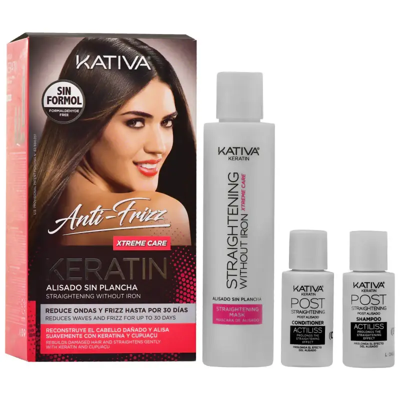 Kit per la stiratura dei capelli Kativa Alisado Keratin Xtreme Care - Set per la stiratura dei capelli