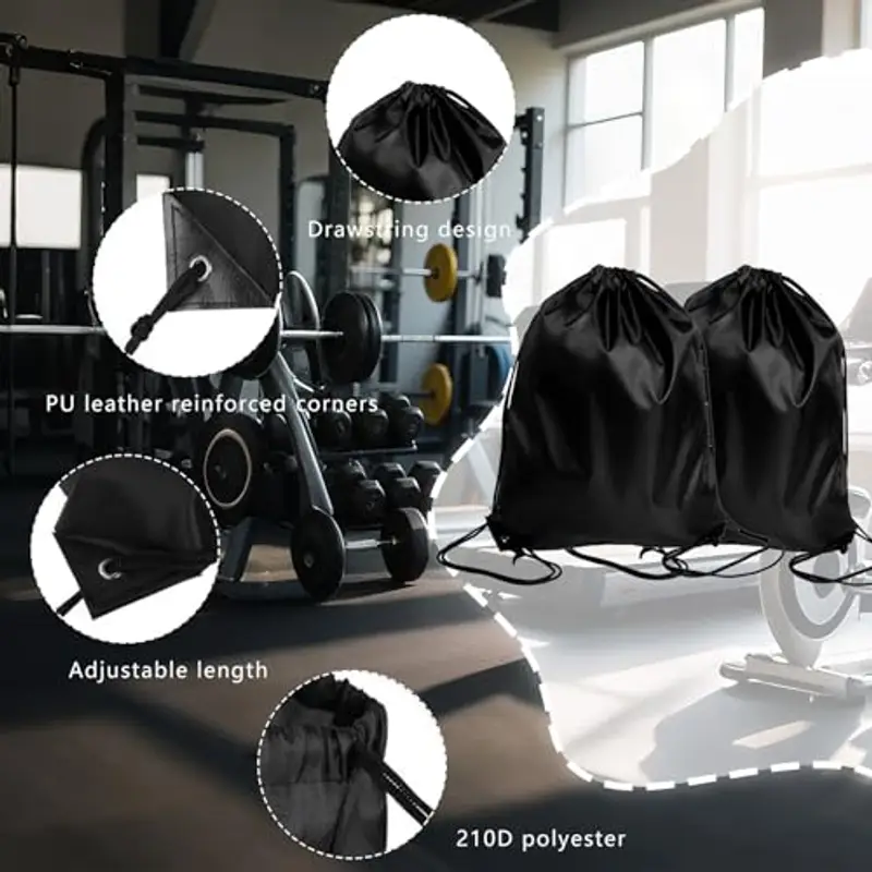 KATLKIU Nero Zaino con coulisse Bianco, 5 pezzi, 34 cm x 43 cm, Sacca Sportiva in Poliestere 210D, Borsa Palestra Uomo miniatura 3