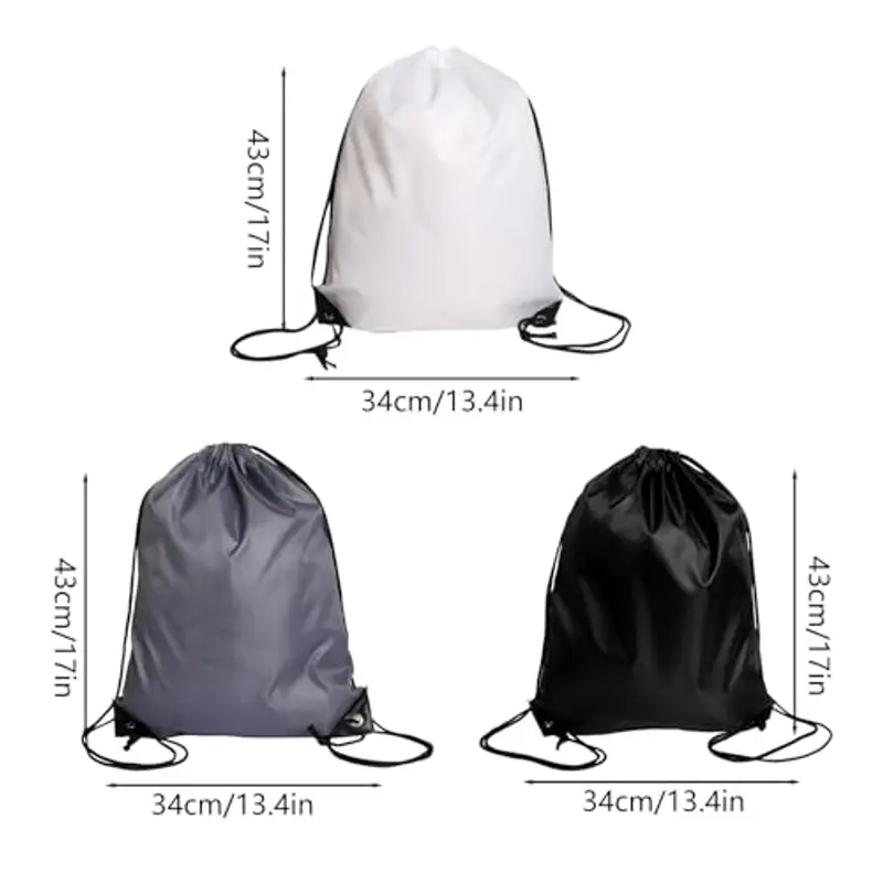 KATLKIU Nero Zaino con coulisse Nero, 5 pezzi, 34 cm x 43 cm, Sacca Sportiva in Poliestere 210D, Borsa Palestra Uomo miniatura 2