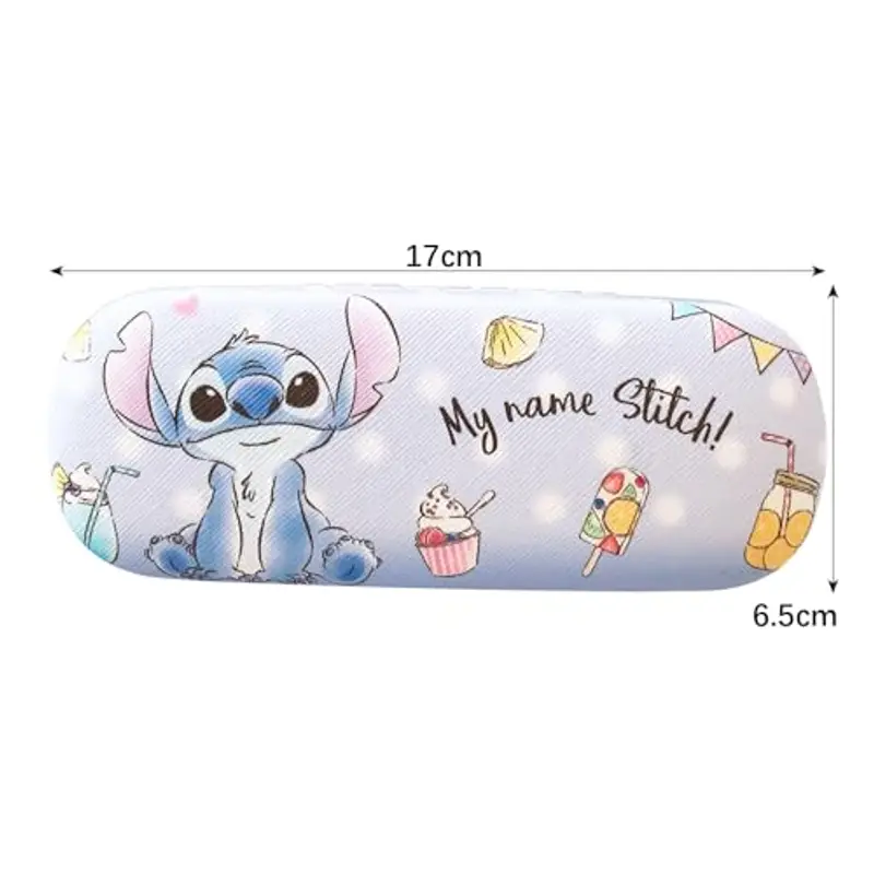 KATVVYE Custodia per occhiali da vista a tema anime Stitch, custodia rigida per occhiali con panno, custodia protettiva portatile per ragazzi e ragazze, Blu, S miniatura 2