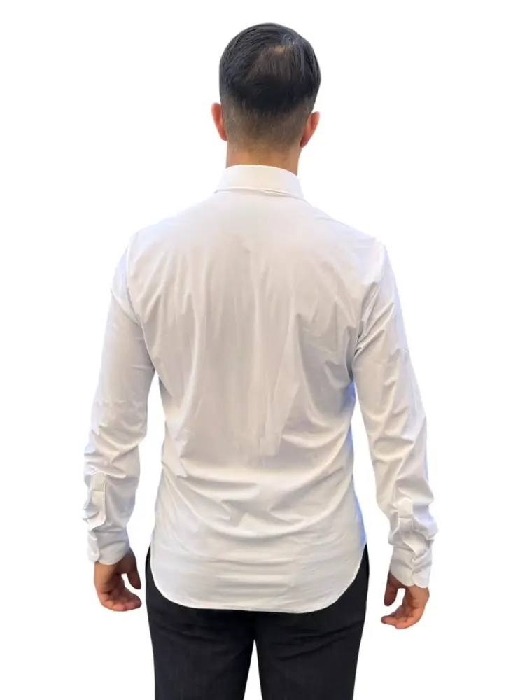 camicia bianca uomo in misto viscosa miniatura 2