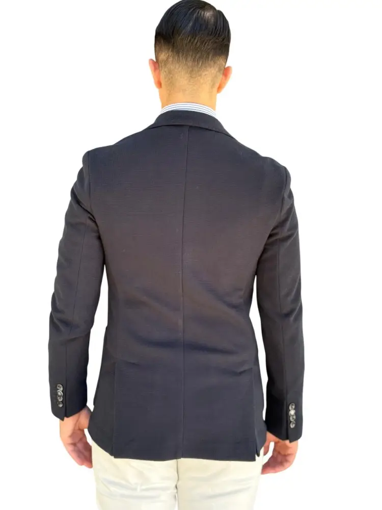 giacca blu navy uomo due bottoni miniatura 2