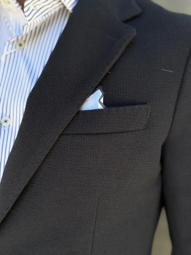 giacca blu navy uomo due bottoni miniatura 3