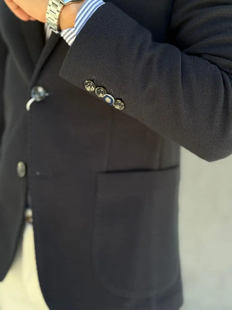 giacca blu navy uomo due bottoni miniatura 4