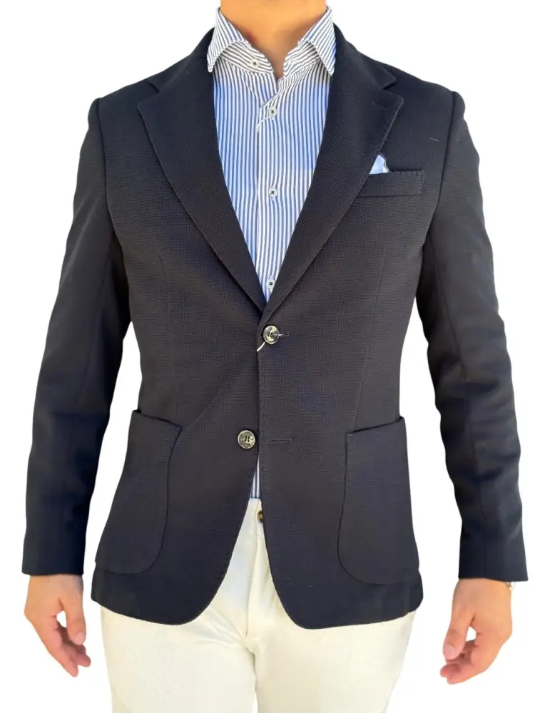 giacca blu navy uomo due bottoni