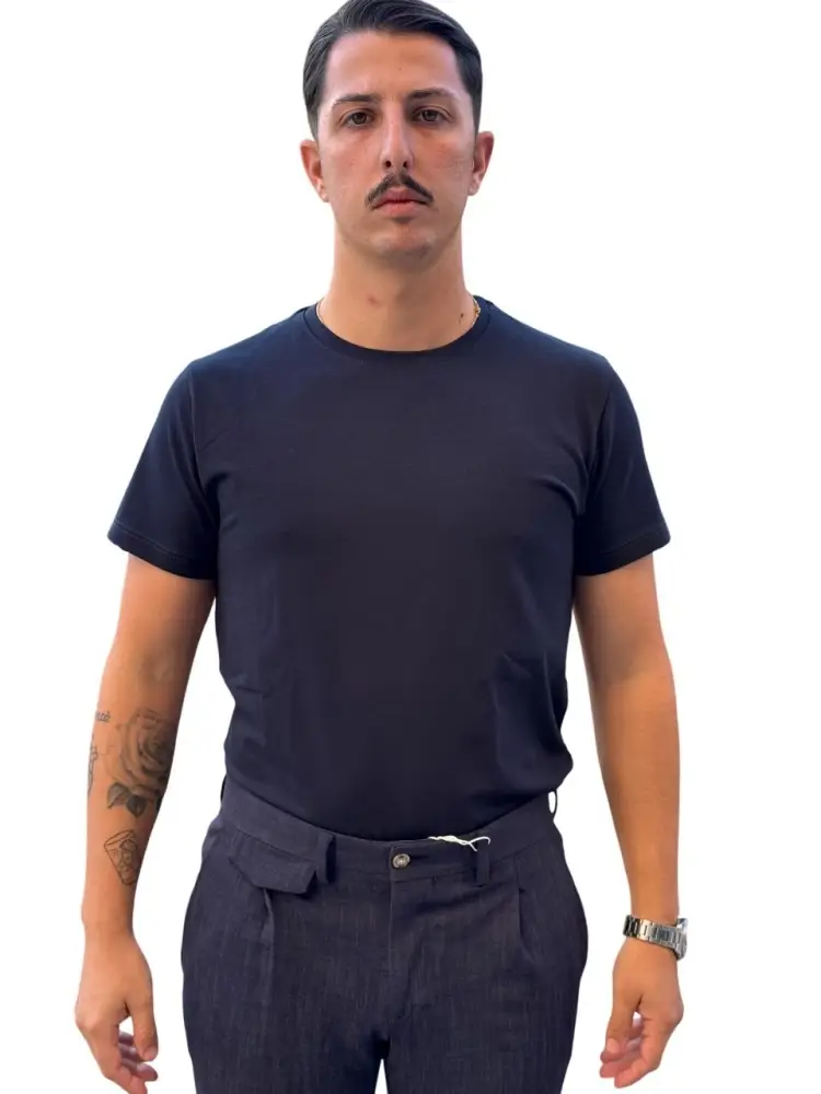 tshirt blu navy uomo in cotone