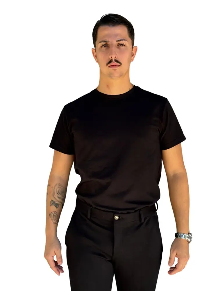 tshirt nera uomo in cotone