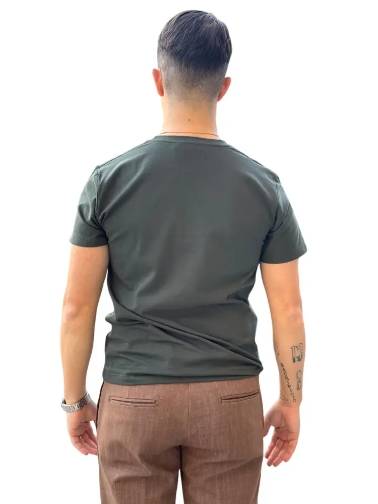tshirt verde bosco uomo in cotone miniatura 2