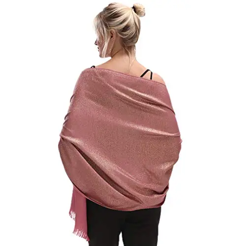 KAVINGKALY Morbido Pashmina Scialle e Wraps Shimmer Colori Solidi Sparkling Metallic Sciarpa per Abito da Sera miniatura 3