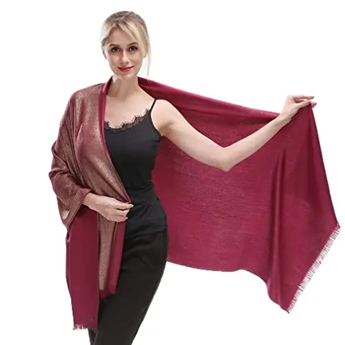 KAVINGKALY Pashmina scialli e involucri per matrimonio da donna, morbidi e grandi, sciarpe lunghe per la sera, Maroon
