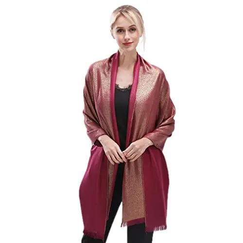 KAVINGKALY Pashmina scialli e involucri per matrimonio da donna, morbidi e grandi, sciarpe lunghe per la sera, Maroon miniatura 2