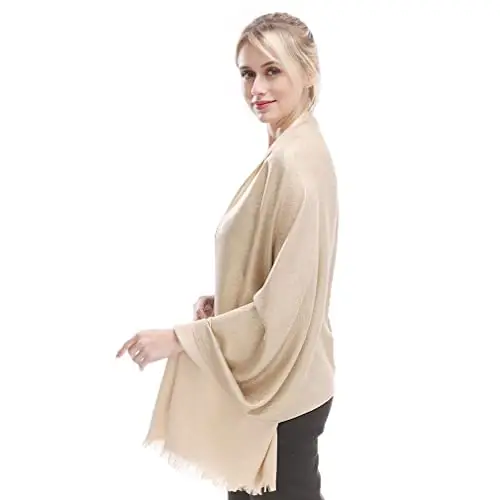 KAVINGKALY Pashmina scialli e involucri per matrimonio da donna, morbidi e grandi, sciarpe lunghe per la sera, Oro 1 miniatura 3