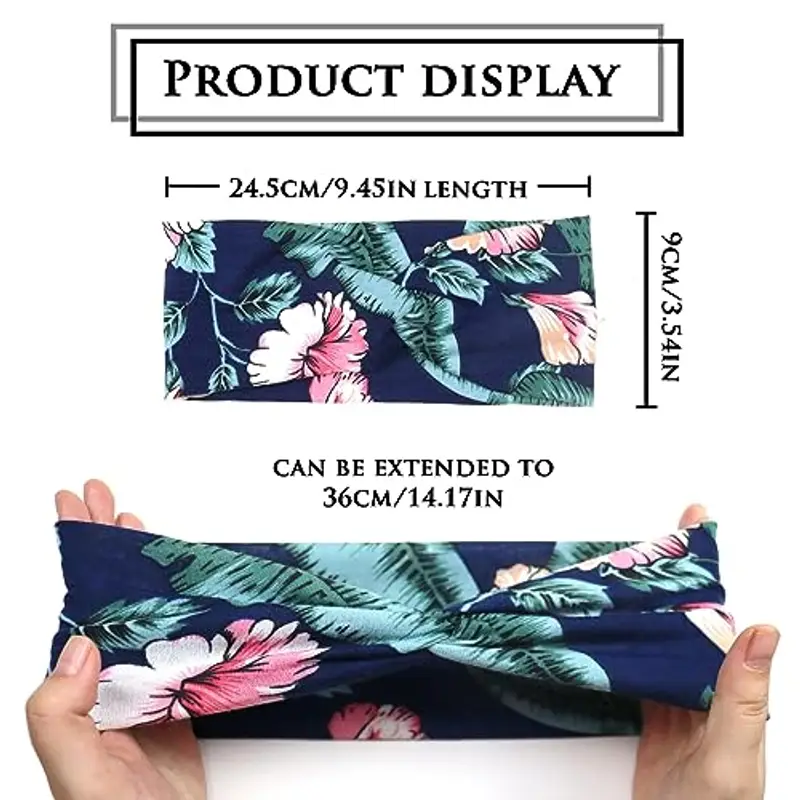 Kavya Fasce Capelli Donna Largo Elastico Morbido Estate Boho Stampa Accessori Sportiva Yoga Bandana Donna Multicolore miniatura 2
